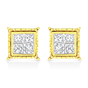 14K White Gold 1.0 Cttw 4-Prong Set Brilliant Round-Cut Solitaire Lab Grown Diamond Push Back Stud Earrings (E-F Color, VVS2-VS1 Clarity)-1