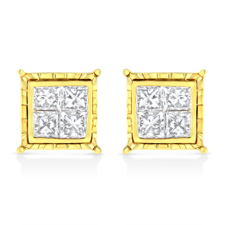 14K White Gold 1.0 Cttw 4-Prong Set Brilliant Round-Cut Solitaire Lab Grown Diamond Push Back Stud Earrings (E-F Color, VVS2-VS1 Clarity)