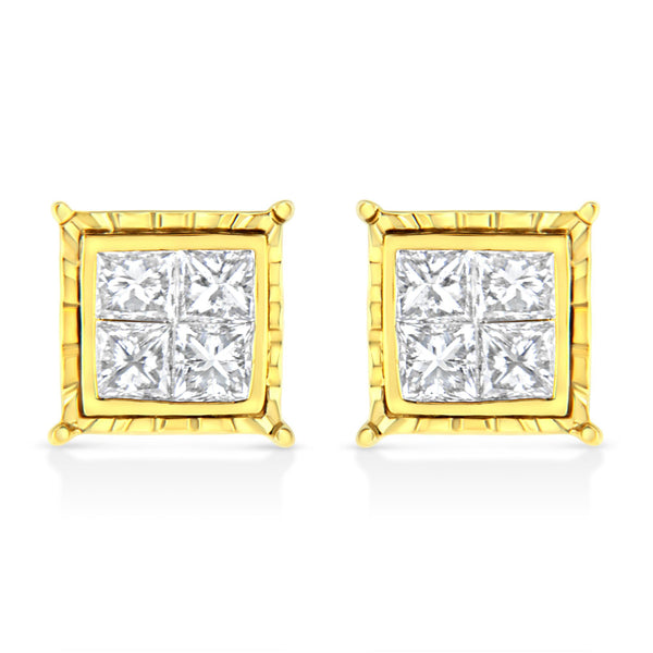 14K White Gold 1.0 Cttw 4-Prong Set Brilliant Round-Cut Solitaire Lab Grown Diamond Push Back Stud Earrings (E-F Color, VVS2-VS1 Clarity)