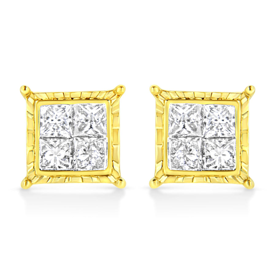 14K White Gold 1.0 Cttw 4-Prong Set Brilliant Round-Cut Solitaire Lab Grown Diamond Push Back Stud Earrings (E-F Color, VVS2-VS1 Clarity)