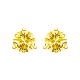 14K yellow gold stud earrings with martini-set yellow lab grown diamonds thumbnail 1