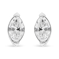 14K White Gold 4/5 Cttw Marquise Lab Grown Diamond Solitaire Stud Earrings