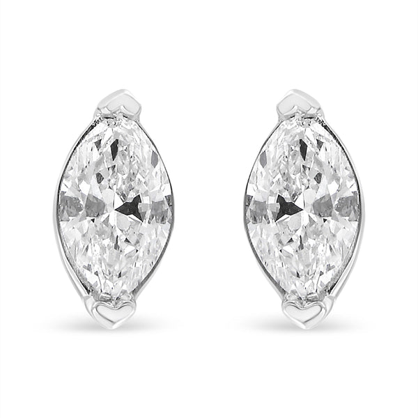 14K White Gold 4/5 Cttw Marquise Lab Grown Diamond Solitaire Stud Earrings