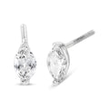 14K white gold stud earrings with 2 marquise diamond stones