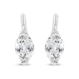 14K White Gold 1/2 Cttw 2 Prong Set Marquise Solitaire Lab Grown Diamond Stud Earrings (F-G Color, VS2-SI1 Clarity)-1 thumbnail 2