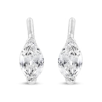 14K White Gold 1/2 Cttw 2 Prong Set Marquise Solitaire Lab Grown Diamond Stud Earrings (F-G Color, VS2-SI1 Clarity)