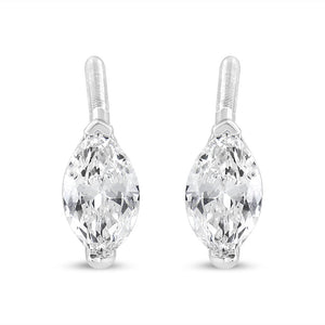 14K White Gold 1/2 Cttw 2 Prong Set Marquise Solitaire Lab Grown Diamond Stud Earrings (F-G Color, VS2-SI1 Clarity)-1