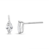 14K White Gold 1/2 Cttw 2 Prong Set Marquise Solitaire Lab Grown Diamond Stud Earrings (F-G Color, VS2-SI1 Clarity)-3 thumbnail 4