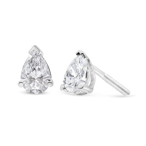 14K White Gold Pear Shape Solitaire Lab Grown Diamond Stud Earrings (F-G Color, VS2-SI1 Clarity)-1