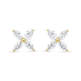 14K gold ring with 8 marquise diamond stones in a floral leaf design thumbnail 1