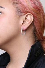 14K White Gold 1.0 Carat Inside Out Lab-grown diamond Fashion Hoop Earrings (F-G Color, VS1-VS2 Clarity)-2 thumbnail 3