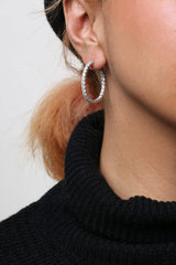 14K White Gold 5.00 Cttw Lab Grown Diamond Inside Out Hoop Earrings (F-G Color, VS1-VS2 Clarity)-2 thumbnail 3