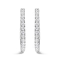 14K white gold inside out hoop earrings with round diamond stones