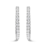 14K white gold inside out hoop earrings with round diamond stones thumbnail 1