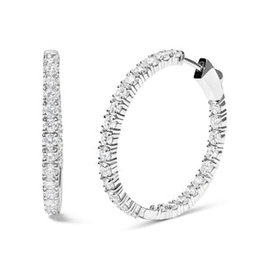 14K White Gold 5.00 Cttw Lab Grown Diamond Inside Out Hoop Earrings (F-G Color, VS1-VS2 Clarity)-1