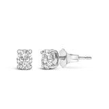 14K White Gold 1/4 Ctw Oval Lab-Grown Diamond Solitaire Stud Earrings-1 thumbnail 2