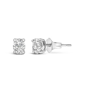 14K White Gold 1/4 Ctw Oval Lab-Grown Diamond Solitaire Stud Earrings-1