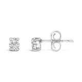 14K White Gold 1/4 Ctw Oval Lab-Grown Diamond Solitaire Stud Earrings-3 thumbnail 4