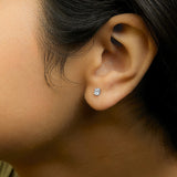 14K White Gold 1/4 Ctw Oval Lab-Grown Diamond Solitaire Stud Earrings-2 thumbnail 3