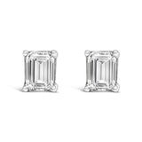 14K White Gold Emerald Cut Lab-Grown Diamond Solitaire Stud Earrings (F-G Color, VS1-VS2 Clarity)-3 thumbnail 4