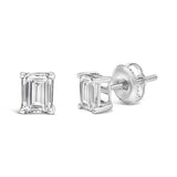 14K White Gold Emerald Cut Lab-Grown Diamond Solitaire Stud Earrings (F-G Color, VS1-VS2 Clarity)-1 thumbnail 2
