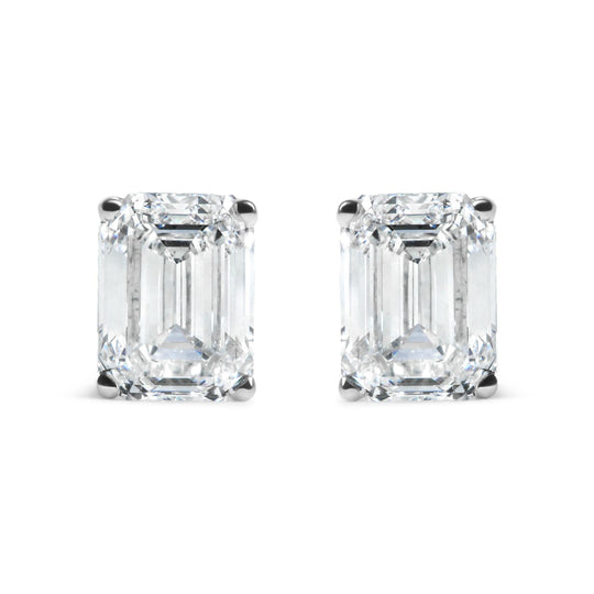 14K White Gold 2.0 Cttw Emerald Cut Lab Grown Diamond Solitaire Stud Earrings (G-H Color, VS1-VS2 Clarity)-0