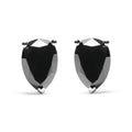 14K white gold earrings with 2 pear black diamond stones