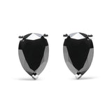 14K white gold earrings with 2 pear black diamond stones thumbnail 1