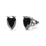 14K White Gold 2.00 Cttw Pear Cut Black Diamond Stud Earrings-1 thumbnail 2