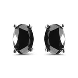 14K white gold ring with one oval black diamond solitaire stone thumbnail 1