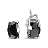 14K White Gold 3.00 Cttw Oval Cut Black Diamond Solitaire Stud Earrings (Black Color, I2-I3 Clarity)-1 thumbnail 2