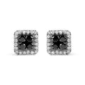 Men's 925 Sterling Silver 5/8 Cttw White and Black Diamond Composite wit Halo Stud Earring (Treated Black/I-J Color, I2-I3 Clarity)-0