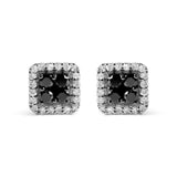 Men's 925 Sterling Silver 5/8 Cttw White and Black Diamond Composite wit Halo Stud Earring (Treated Black/I-J Color, I2-I3 Clarity)-0 thumbnail 1