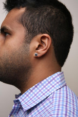Men's 925 Sterling Silver 5/8 Cttw White and Black Diamond Composite wit Halo Stud Earring (Treated Black/I-J Color, I2-I3 Clarity)-2 thumbnail 3