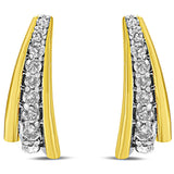 10K Yellow Gold Plated .925 Sterling Silver 0.50 Cttw Round Diamond Graduated Huggie Earrings (I-J Color, I2-I3 Clarity)-1 thumbnail 2