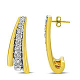 10K Yellow Gold Plated .925 Sterling Silver 0.50 Cttw Round Diamond Graduated Huggie Earrings (I-J Color, I2-I3 Clarity)-3 thumbnail 4