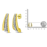 10K Yellow Gold Plated .925 Sterling Silver 0.50 Cttw Round Diamond Graduated Huggie Earrings (I-J Color, I2-I3 Clarity)-4 thumbnail 5