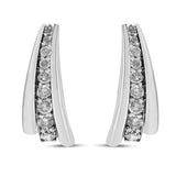 .925 Sterling Silver 1 Cttw Round Diamond Graduated Huggie Earrings (I2-I3 Clarity, I-J Color)-1 thumbnail 2