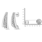 .925 Sterling Silver 1 Cttw Round Diamond Graduated Huggie Earrings (I2-I3 Clarity, I-J Color)-4 thumbnail 5