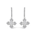 10K White Gold Princess and Round Diamond Geometric Composite Dangle Earrings-0