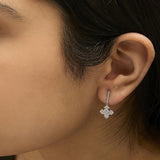 10K White Gold Princess and Round Diamond Geometric Composite Dangle Earrings-2 thumbnail 3