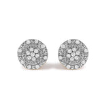 10K Yellow Gold 1/7 Cttw Diamond Beaded Halo Stud Earrings-0 thumbnail 1