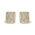 14K yellow gold earrings with square composite cluster diamond stones