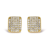 14K yellow gold earrings with square composite cluster diamond stones thumbnail 1