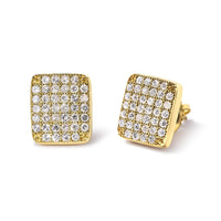 14K Yellow Gold 1/2 Cttw Diamond Square Shaped Composite Cluster Stud  Earrings (I-J Color, I1-I2 Clarity)