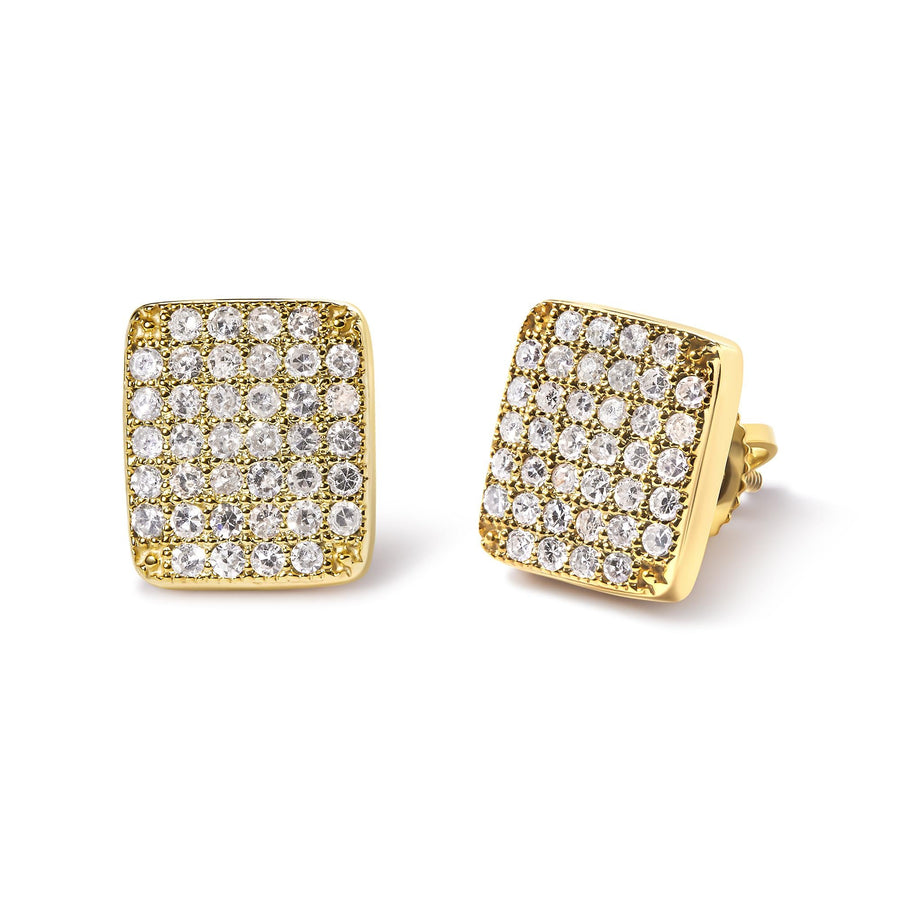 14K Yellow Gold 1/2 Cttw Diamond Square Shaped Composite Cluster Stud  Earrings (I-J Color, I1-I2 Clarity)