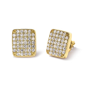14K Yellow Gold 1/2 Cttw Diamond Square Shaped Composite Cluster Stud  Earrings (I-J Color, I1-I2 Clarity)-1