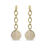 14K yellow gold dangle earrings with cluster-set diamond stones thumbnail 1