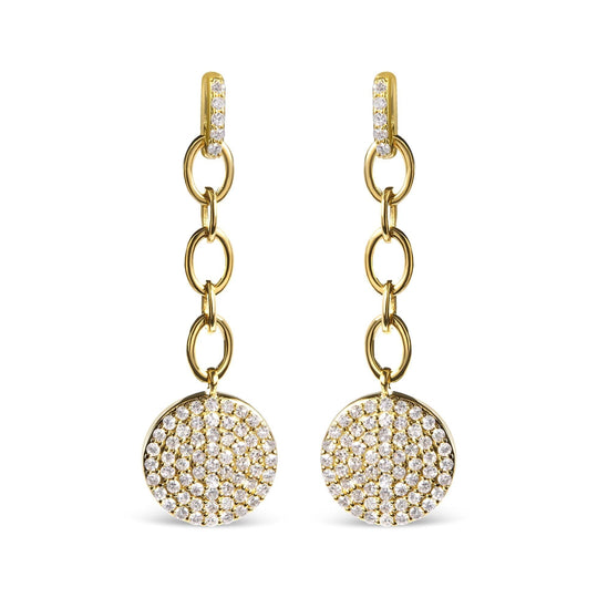 14K Yellow Gold 1.0 Cttw Diamond Chain Cluster Dangle Chain Earrings (I-J Color, I1-I2 Clarity)-0