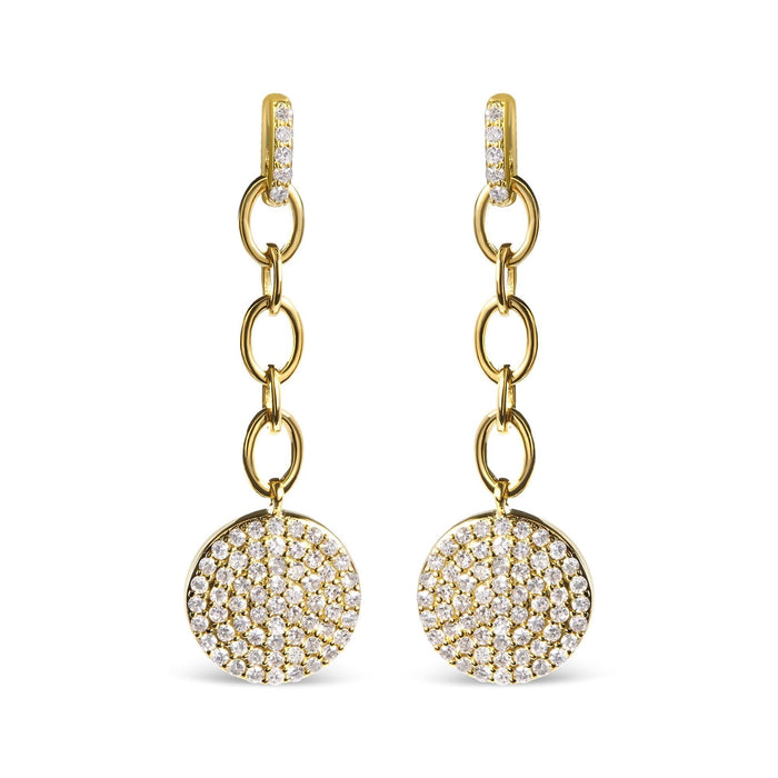 14K Yellow Gold 1.0 Cttw Diamond Chain Cluster Dangle Chain Earrings (I-J Color, I1-I2 Clarity)